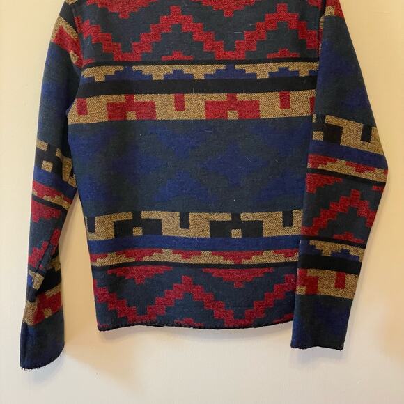I Love H81 M cardigan multicolor Aztec cabincore cozy wool blue pocket geometric - Picture 7 of 7